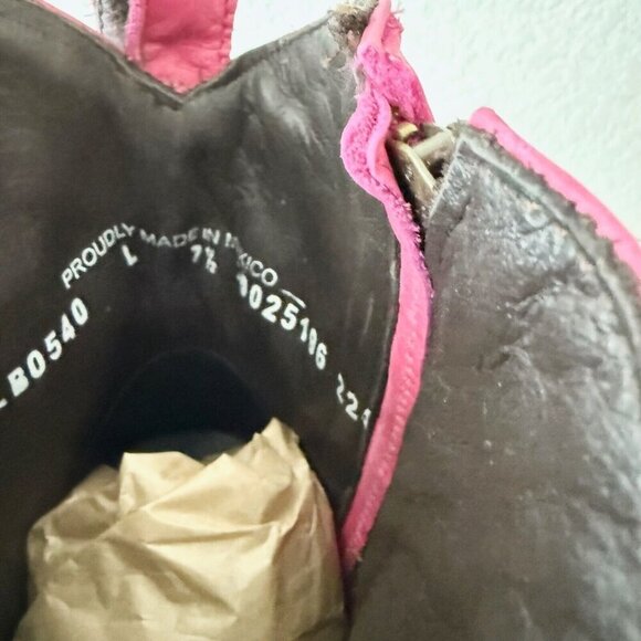 Lane COSSETTE Womens Cowboy Bootie 7.5 Pink Leather Western Short Ankle Boots - Picture 11 of 13